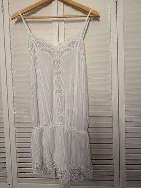 White Lace-Trim Romper